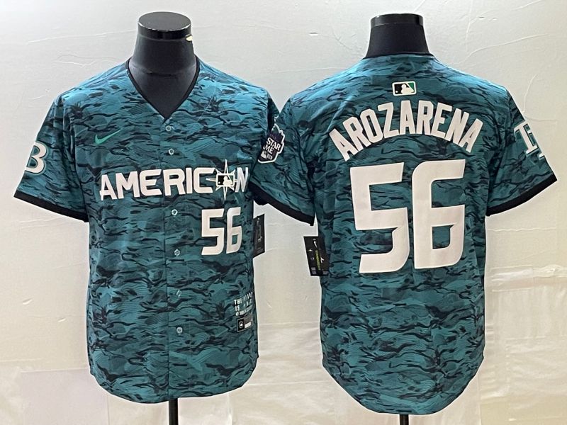 Men Tampa Bay Rays 56 Arozarena American League Nike Green 2023 MLB All Star Jersey